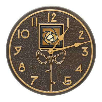 Whitehall Amber Dard Hunter Rose Clock & Thermometer Package