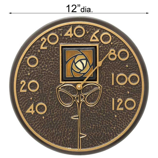 Whitehall Amber Dard Hunter Rose Clock & Thermometer Package