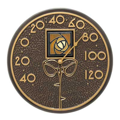 Whitehall Amber Dard Hunter Rose Clock & Thermometer Package