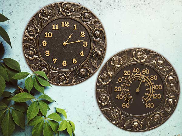 Whitehall Rose Clock & Thermometer Package, French Bronze