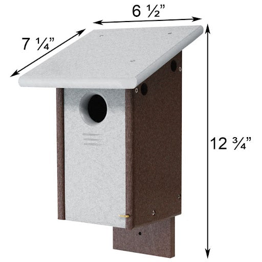 Recycled Plastic Bluebird House, Gray and Brown