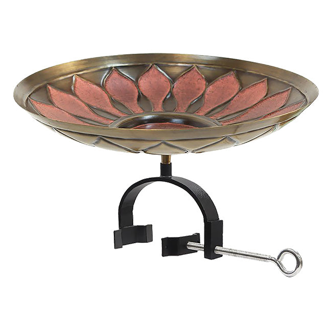 Achla Red African Daisy Bird Bath with Over Rail Bracket