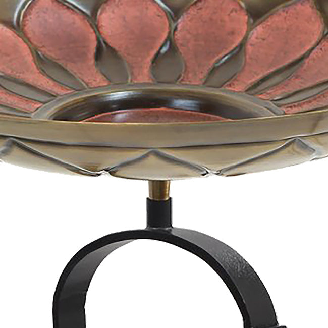 Achla Red African Daisy Bird Bath with Over Rail Bracket