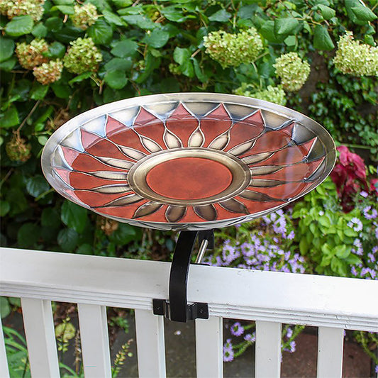 Achla Red African Daisy Bird Bath with Over Rail Bracket