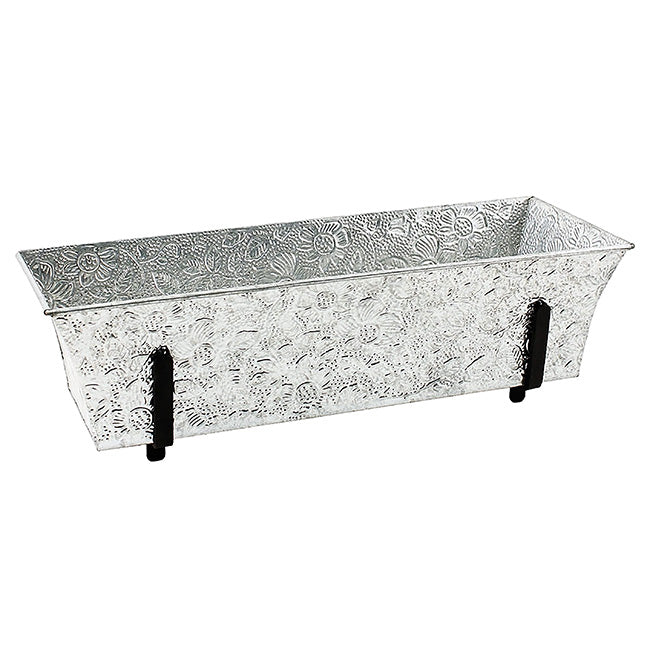 Achla Embossed Galvanized Planter Boxes, Gray, 24"L, 3 Pack