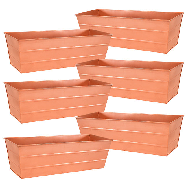 Achla Copper Plated Flower Boxes, Medium, 23.5"L, Pack of 6