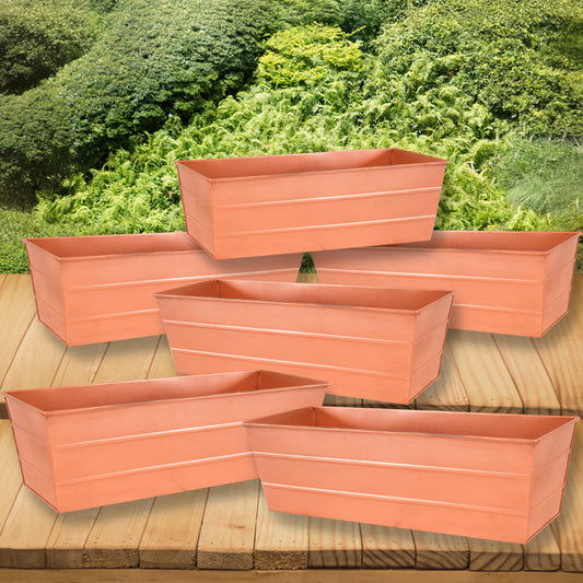 Achla Copper Plated Flower Boxes, Medium, 23.5"L, Pack of 6