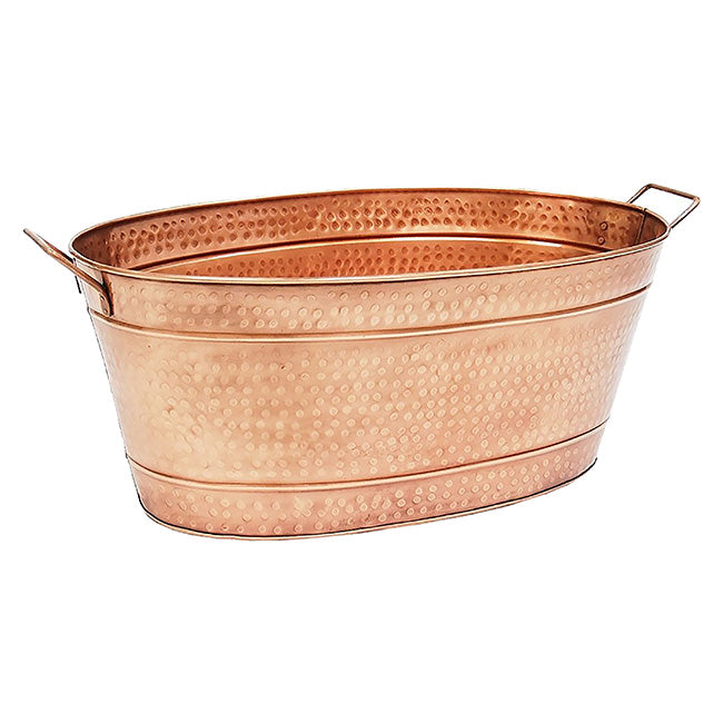 Achla Oval Copper Plated Tubs, Hammered Finish, Pack of 2