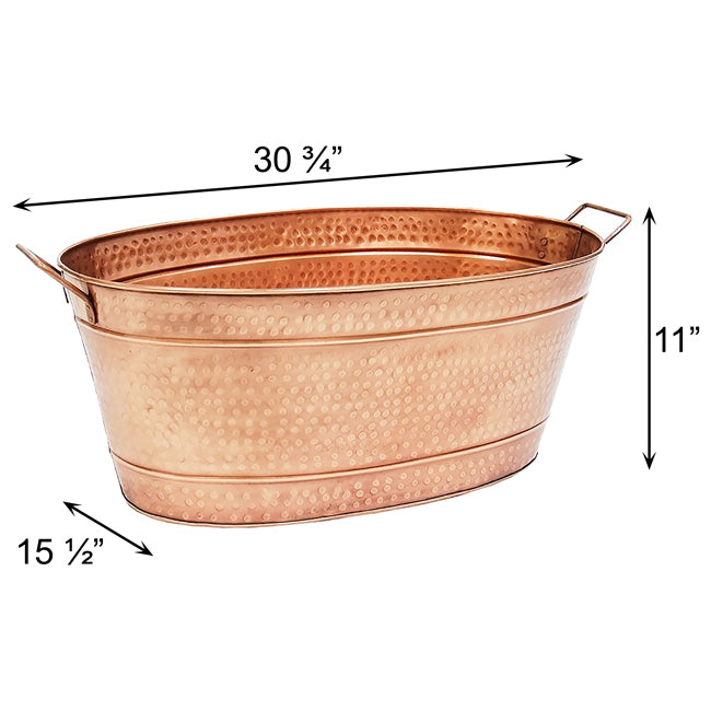 Achla Oval Copper Plated Tubs, Hammered Finish, Pack of 2