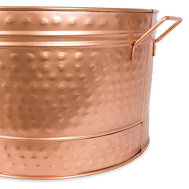 Achla Oval Copper Plated Tubs, Hammered Finish, Pack of 2