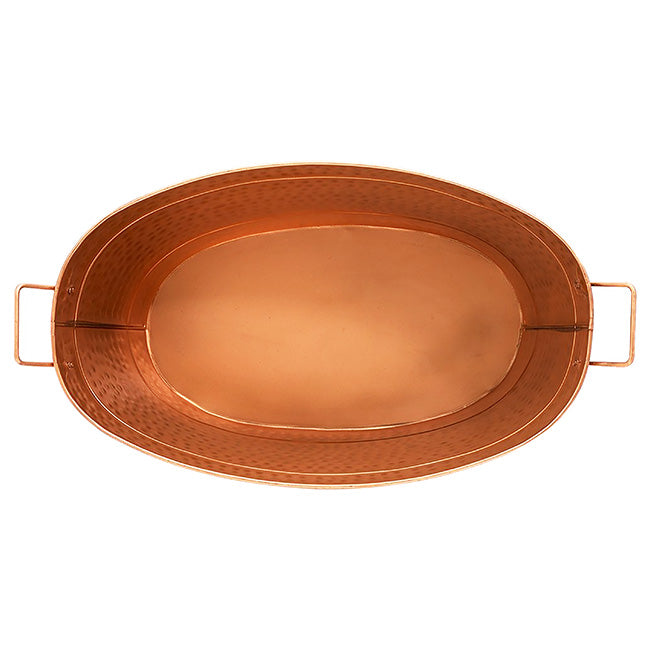 Achla Oval Copper Plated Tubs, Hammered Finish, Pack of 2