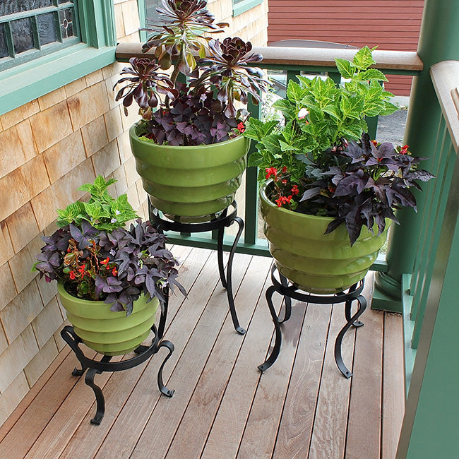 Achla Patio Plant Stands, Black, 12"H, Pack of 2