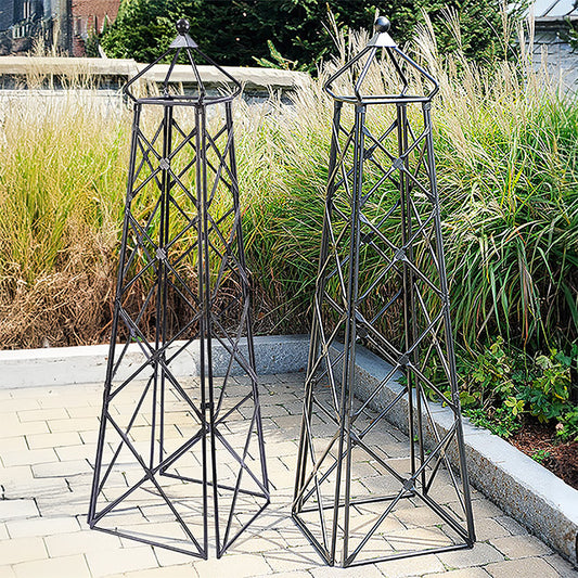 Achla Lattice Obelisks, Graphite, 67", Pack of 2