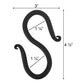 Achla Wrought Iron "S" Hooks, Black, 4.5", Pack of 3