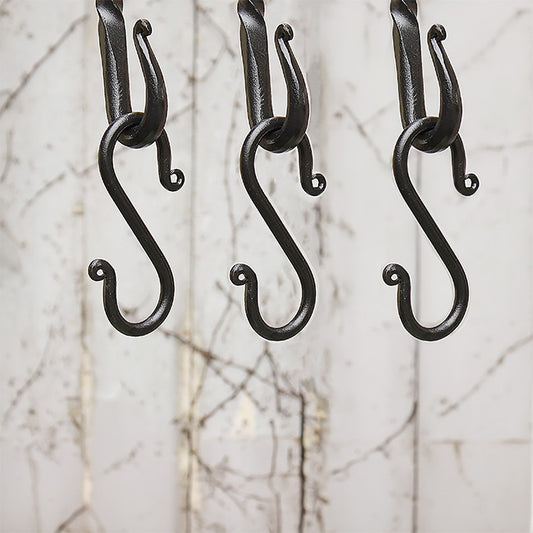 Achla Wrought Iron "S" Hooks, Black, 4.5", Pack of 3