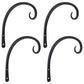 Achla Downcurled Wrought Iron Wall Hooks, Black, Pack of 4