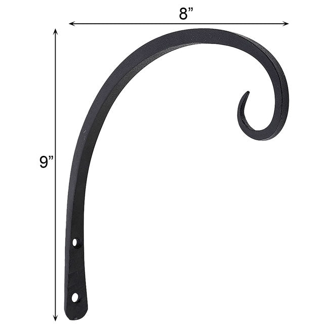 Achla Downcurled Wrought Iron Wall Hooks, Black, Pack of 12