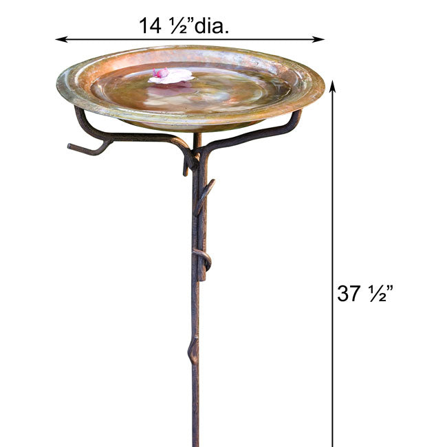 Ancient Graffiti Solid Copper Bird Baths w/Stakes, Pack of 2