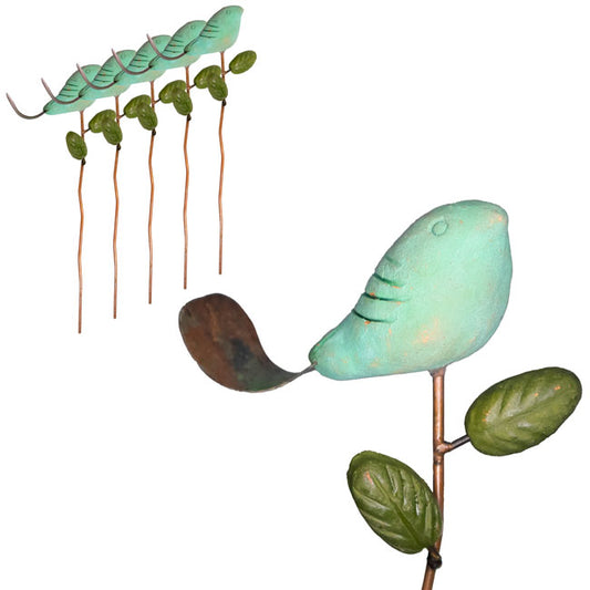 Ancient Graffiti Bird Plant Picks, Teal, Pack of 6