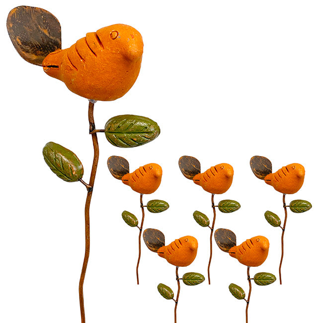 Ancient Graffiti Bird Plant Picks, Spice, Pack of 6