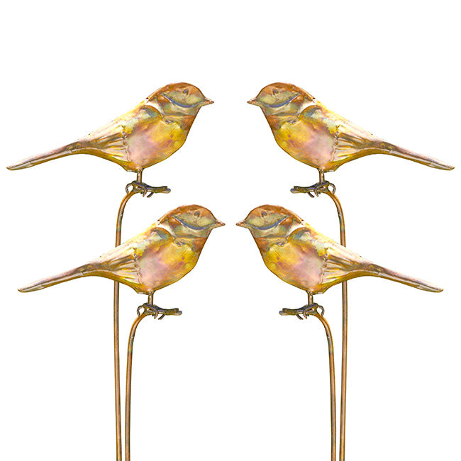 Ancient Graffiti Staked Bird Garden Ornaments, Pack of 4