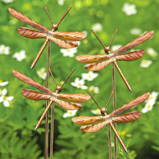 Ancient Graffiti Staked Dragonfly Garden Ornaments, 4 Pack