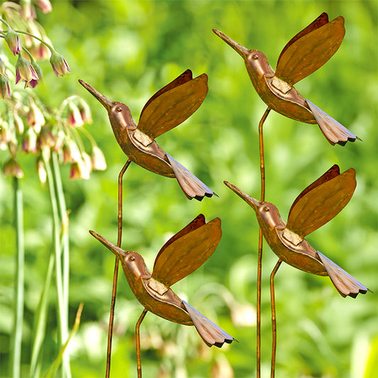 Ancient Graffiti Staked Hummingbird Garden Ornaments, 4 Pk