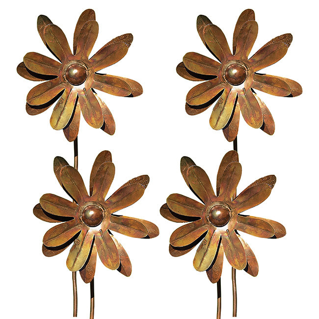 Ancient Graffiti Kinetic Zinnia Spinners, Copper, Pack of 4