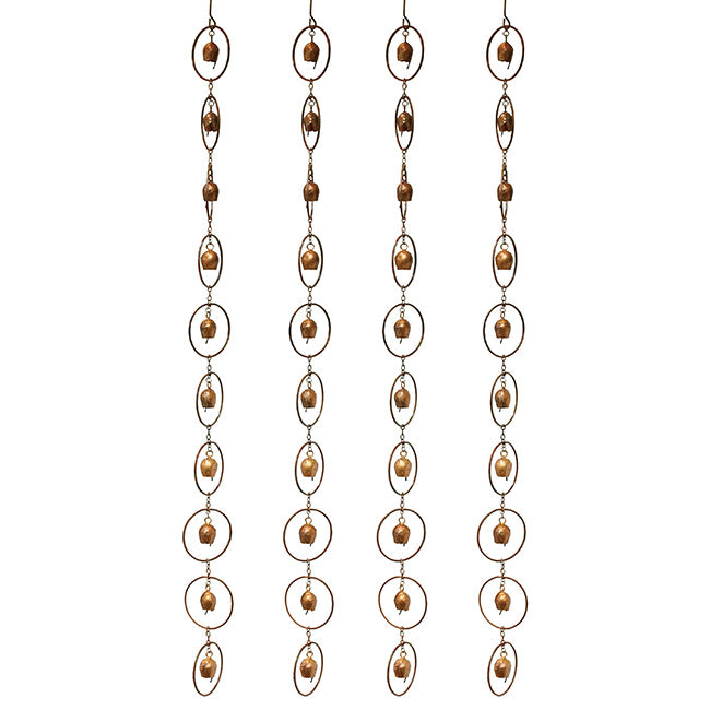 Ancient Graffiti Bell Rain Chains, Copper, Pack of 4