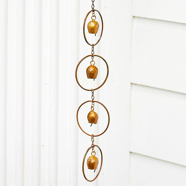 Ancient Graffiti Bell Rain Chains, Copper, Pack of 4