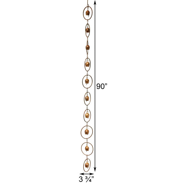 Ancient Graffiti Bell Rain Chains, Copper, Pack of 4