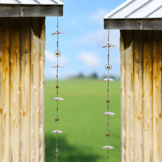 Ancient Graffiti Umbrella & Bell Rain Chains, Floral, 2 Pack