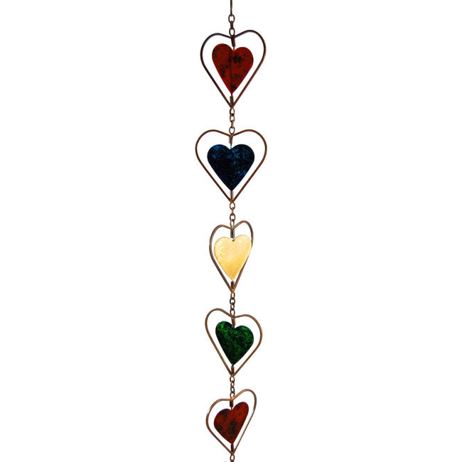 Ancient Graffiti Heart Rain Chains, Multicolored, Pack of 2