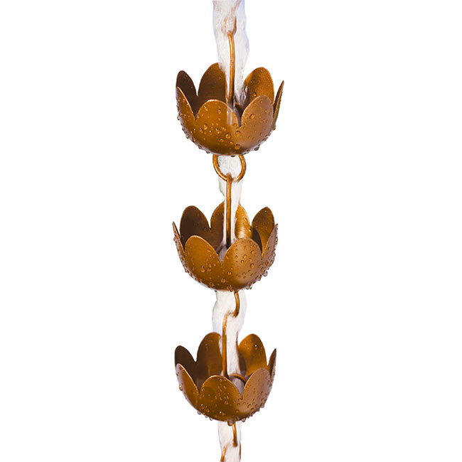 Ancient Graffiti Lily Rain Chains, Browned Copper, Pack of 4