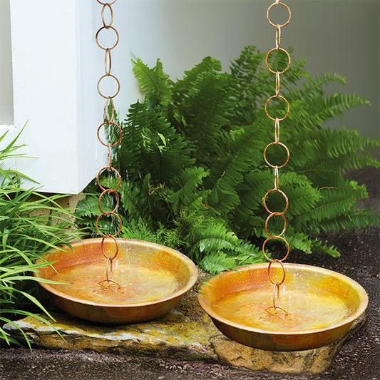 Ancient Graffiti Rain Chain Receptacles, Copper, Pack of 2