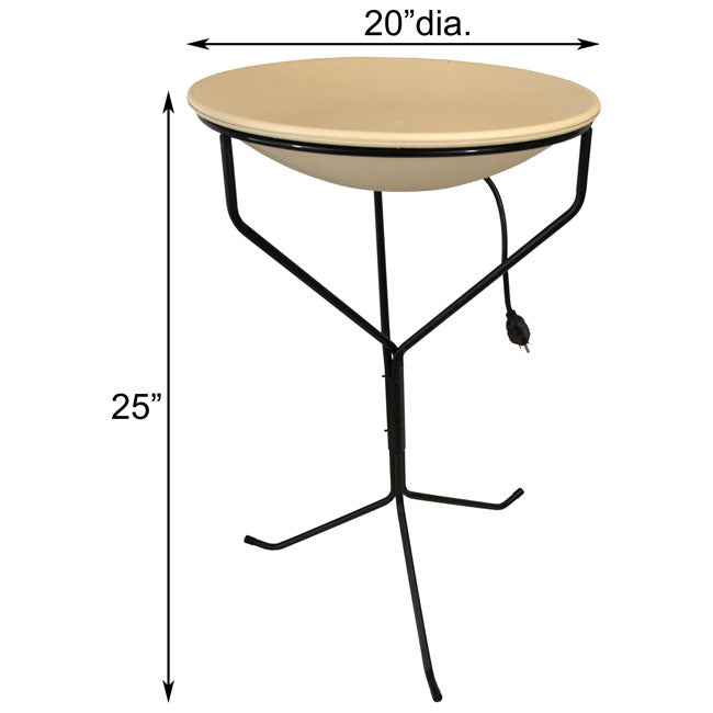 Heated Bird Bath w/ Metal Stand, Cord Connector, and Cleaner