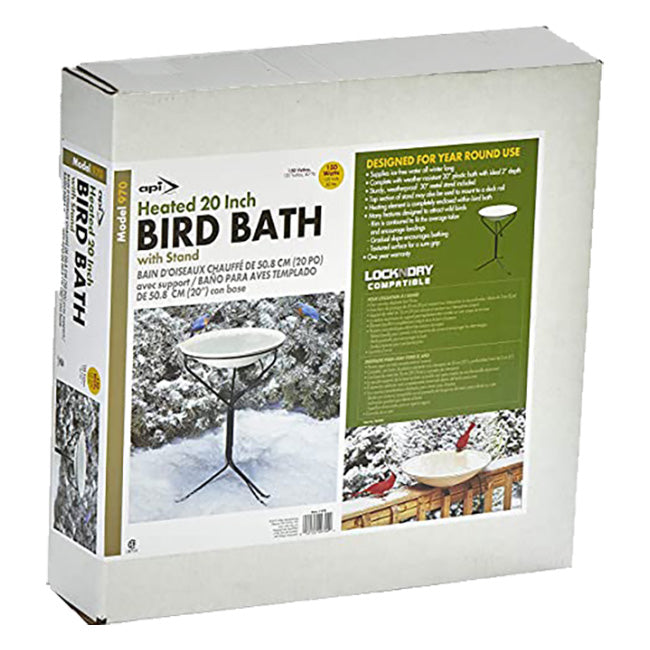 Heated Bird Bath w/ Metal Stand, Cord Connector, and Cleaner