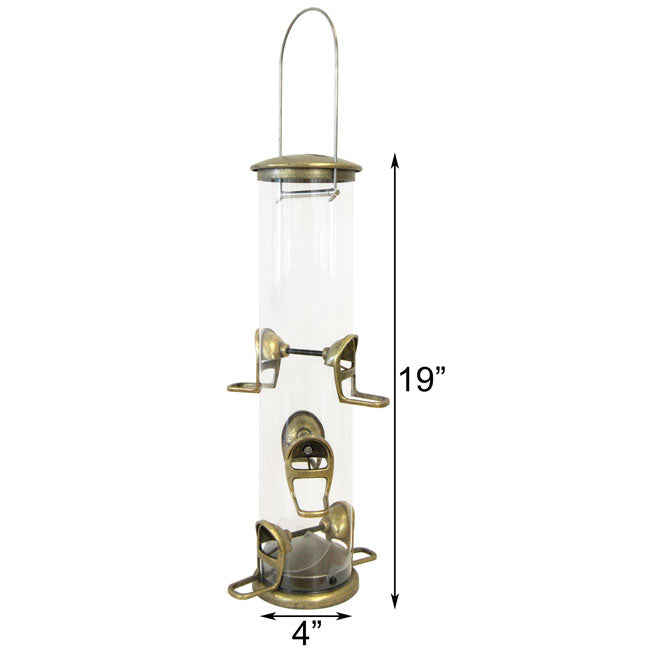 Aspects Big Tube Wild Bird Feeders, Antique Brass, 2 Pack