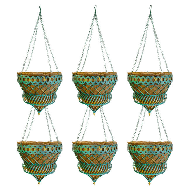 Austram Queen Anne Parasol Hanging Planter, Green, Pack of 6