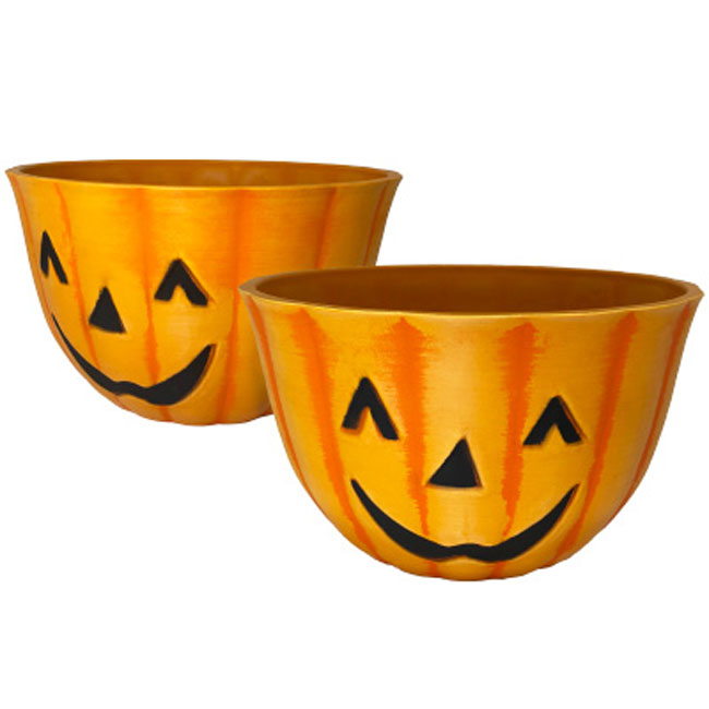 Urban Gardener Jack-O-Lantern Fiber Clay Pots, 10", 2 Pack