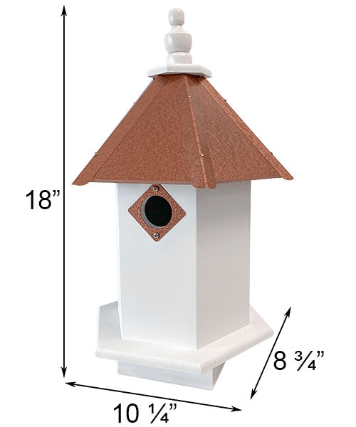 Bluebird Hexagonal House & Mounting Post, Hammered Copper