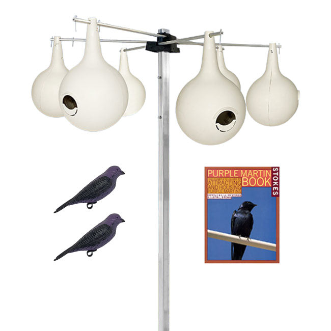 Purple Martin Gourds with Hanging Bracket and Pole Kit