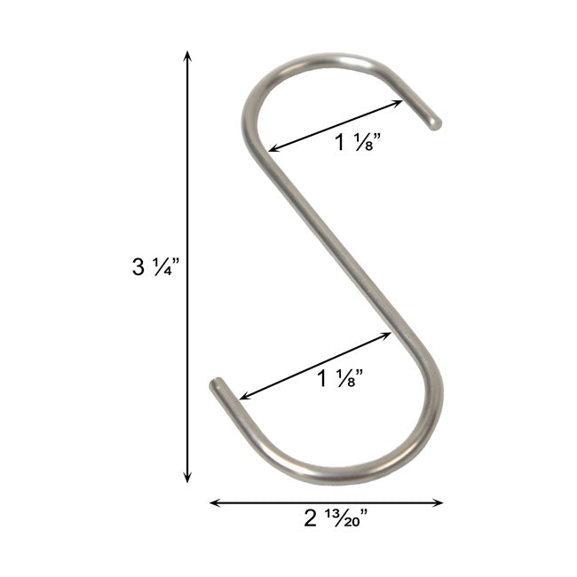 BestNest "S" Hooks, Stainless Steel, 3.5", Pack of 4