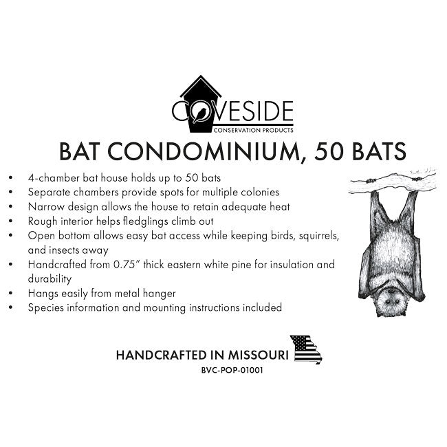 Coveside Bat Condominium, 50 bats