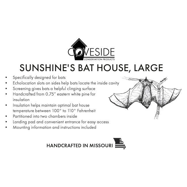 Coveside Sunshine's Bat House, Large, 200 bats