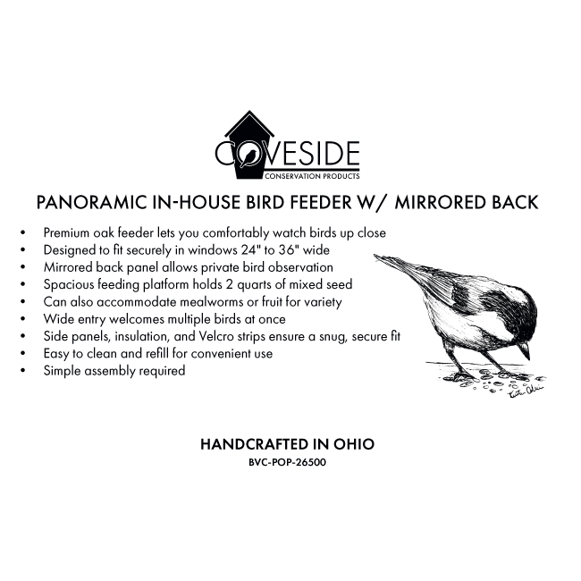 Coveside Panoramic In-House Bird Feeder with Mirrored Back
