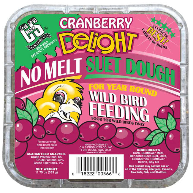 C&S Cranberry Delight No Melt Suet Dough, 11.75 oz., 16 Pack