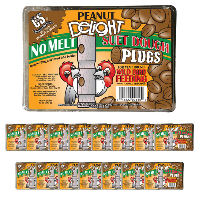 C&S Peanut Delight No Melt Suet Plugs, 16 4-packs