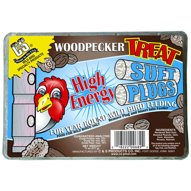 C&S Woodpecker High Energy Treat Suet Plugs, Sixteen 4-packs