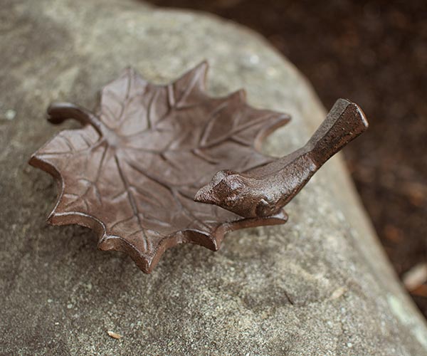 Esschert Design Maple Leaf Bird Baths, Brown, Pack of 2